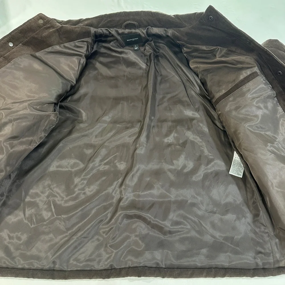 Banana Republic Mens Corduroy Quilted Shirt Jacket Large Brown Puffer Workwear